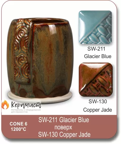 SW-130 Copper Jade высокотемпературная глазурь Mayco